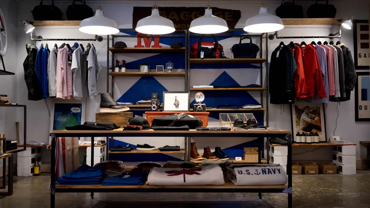 Interior de una tienda de retail con productos en exhibición